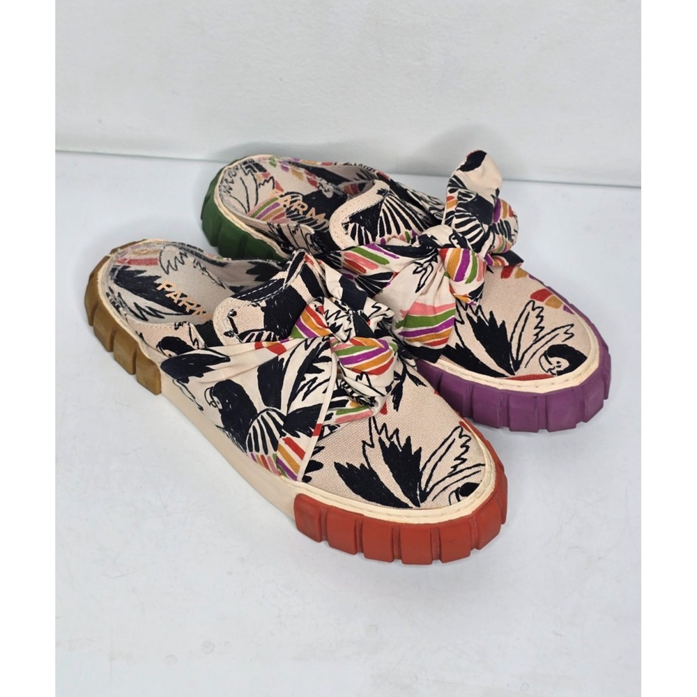 FARM Rio Multicolor Floral Canvas Platform Slide Sandals